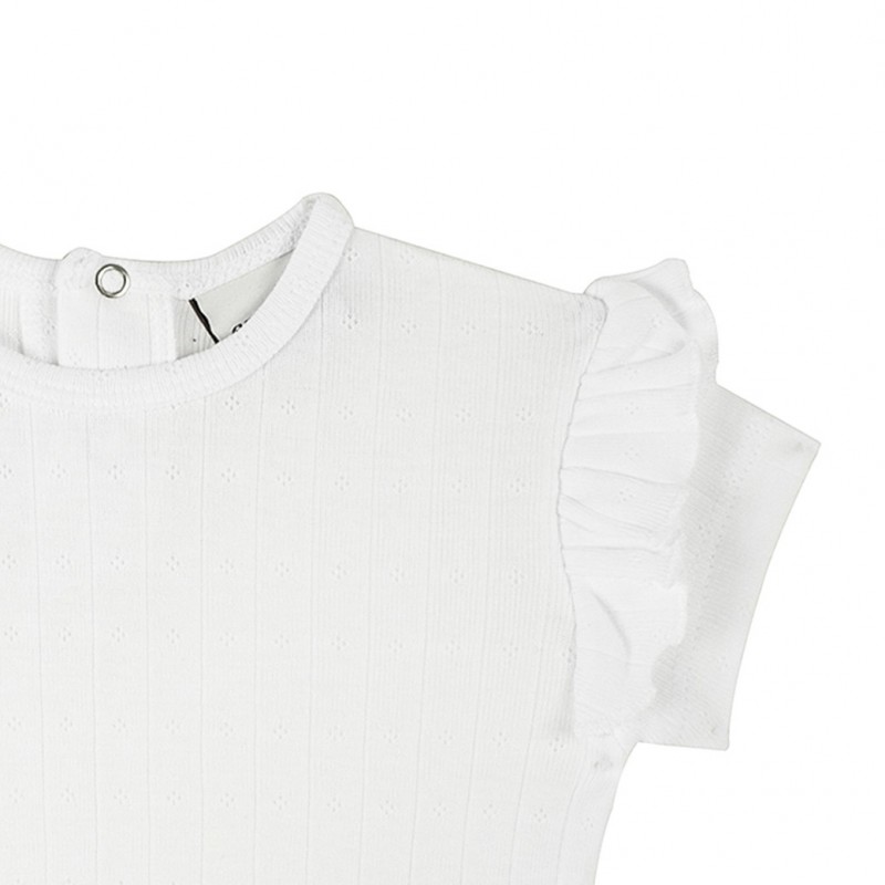 T-shirt a maniche corte bimba con volant "Bianco"